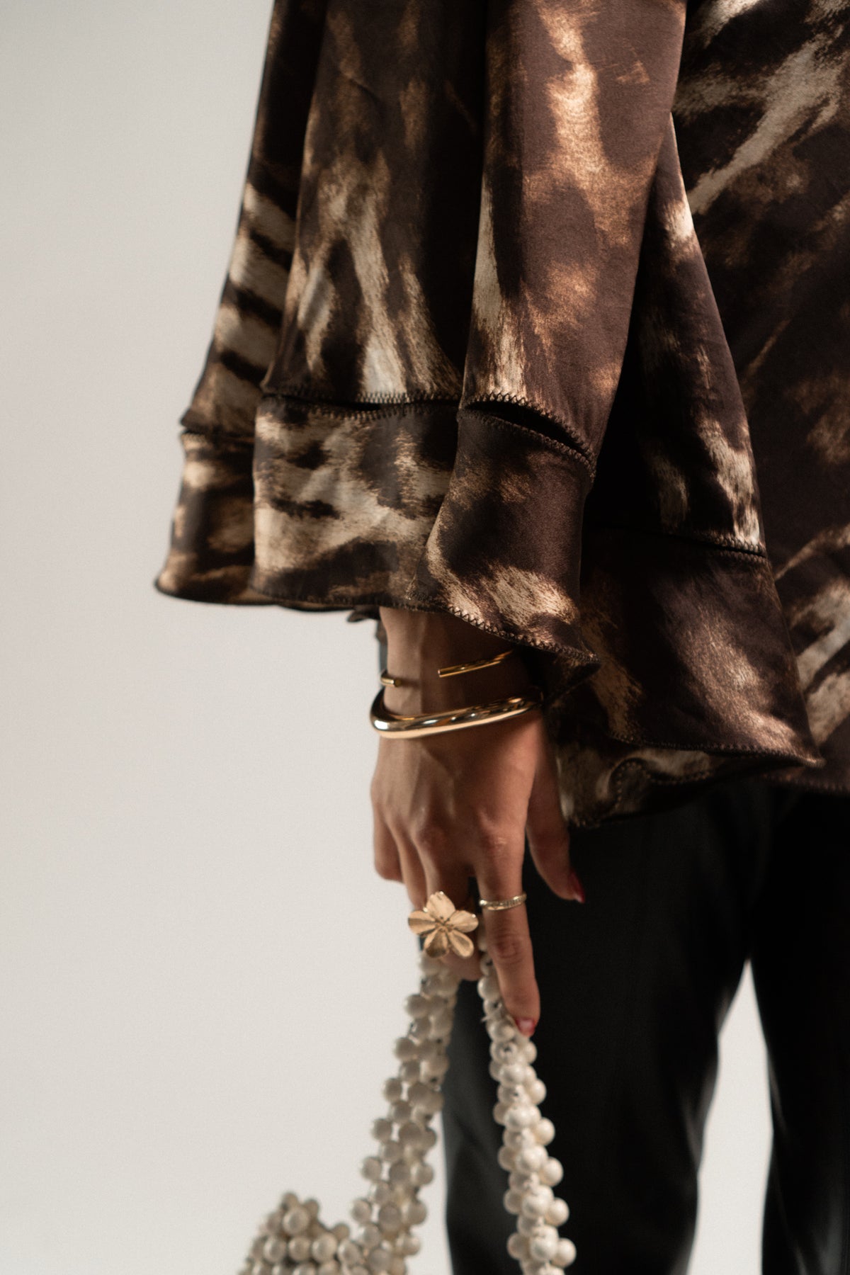 CAVALLI Asymmetrical Animal Print Flowy Top