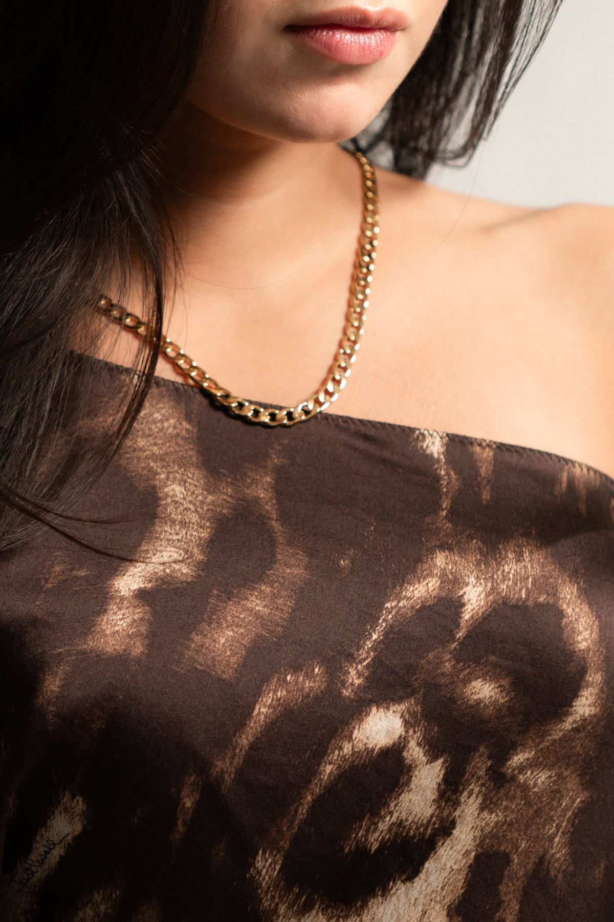 CAVALLI Asymmetrical Animal Print Flowy Top