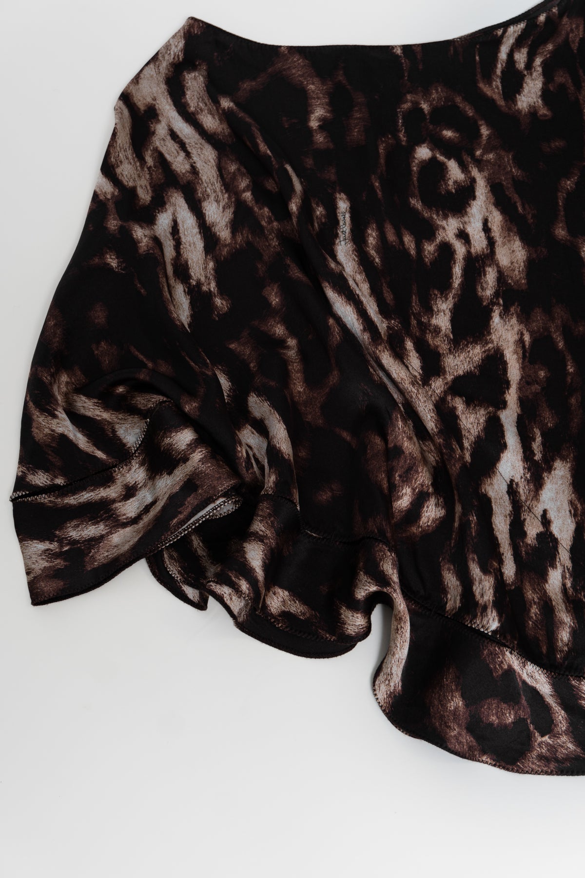CAVALLI Asymmetrical Animal Print Flowy Top