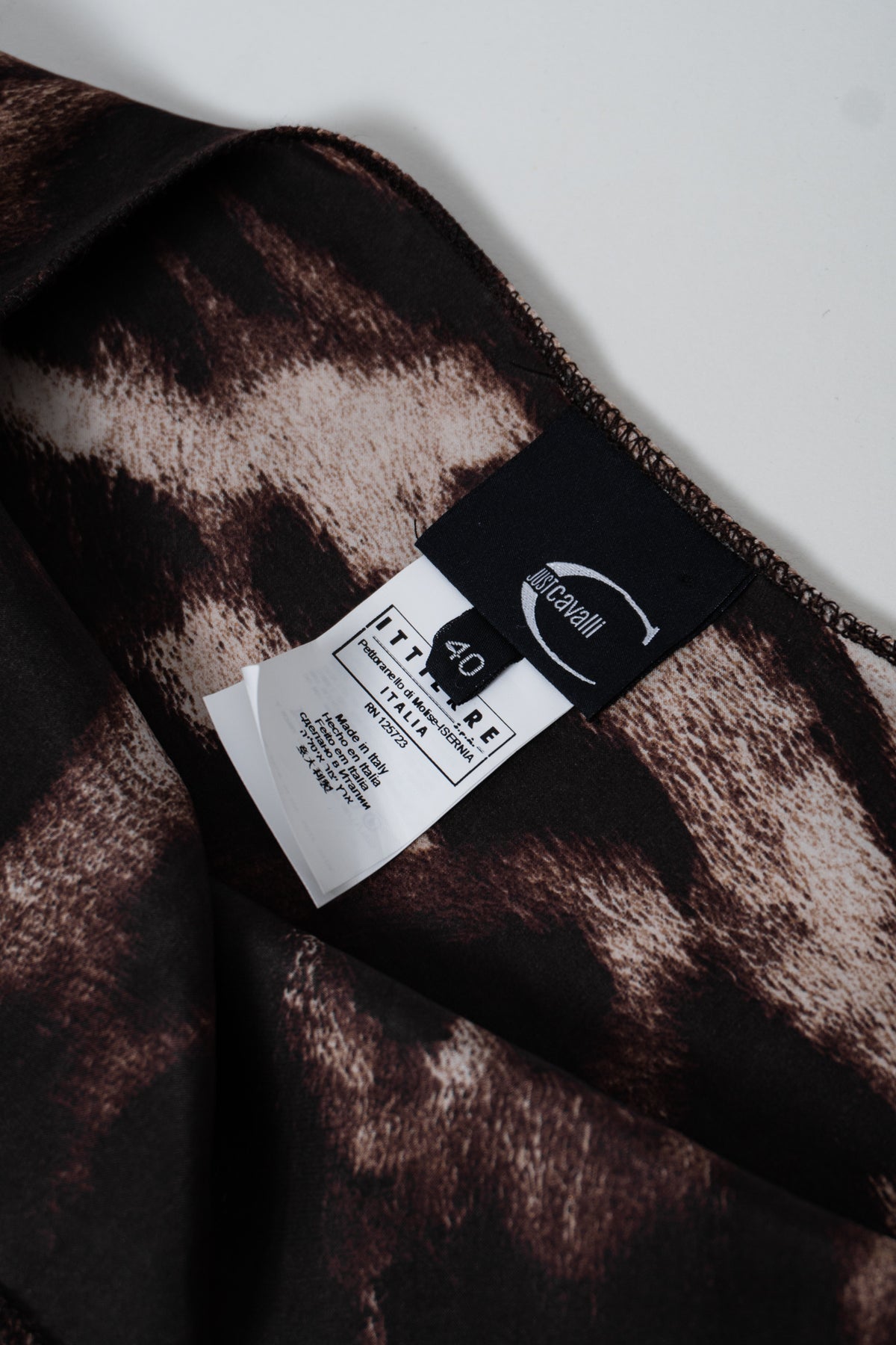 CAVALLI Asymmetrical Animal Print Flowy Top