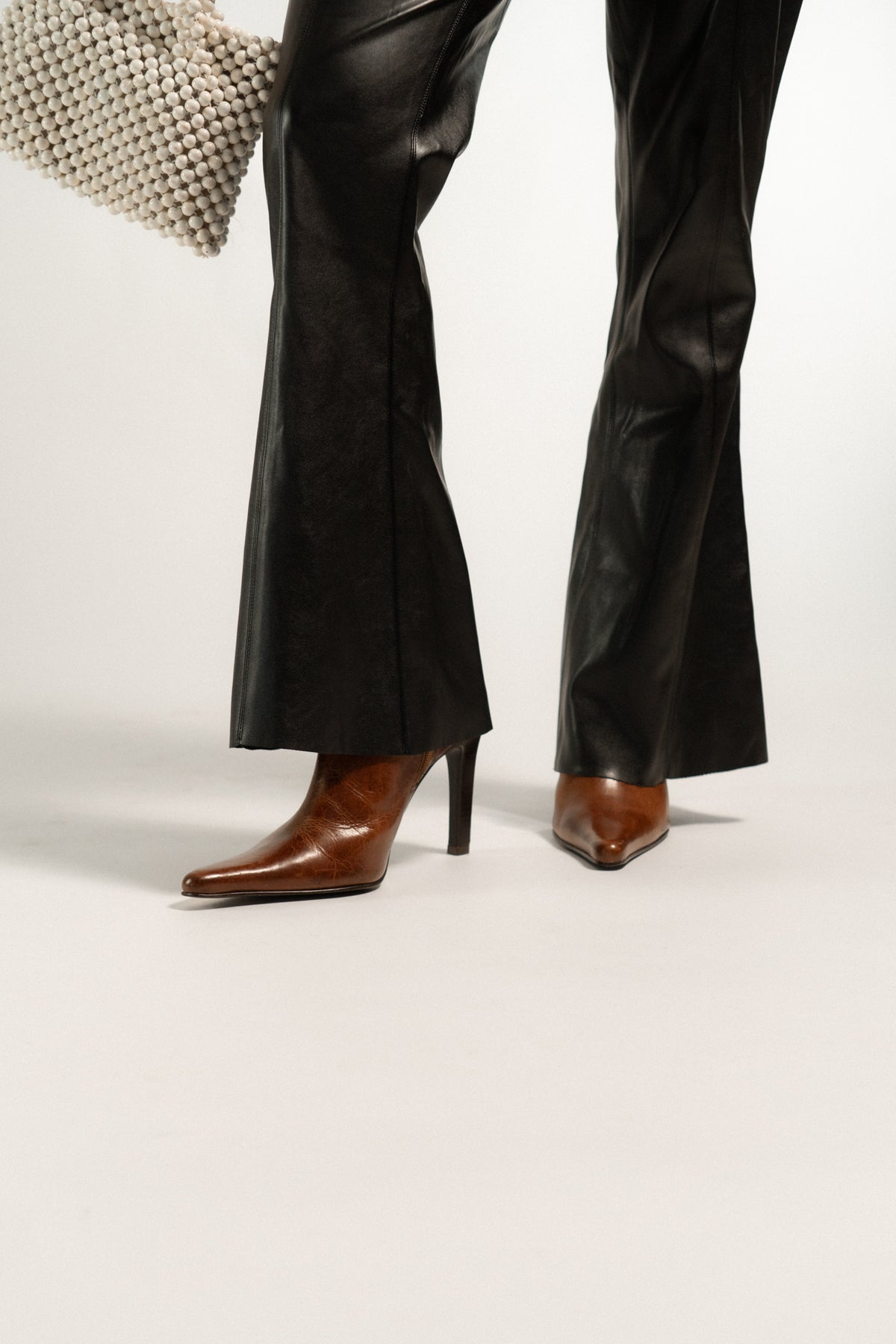 Y2K FUZZI Faux Leather Flare Pants