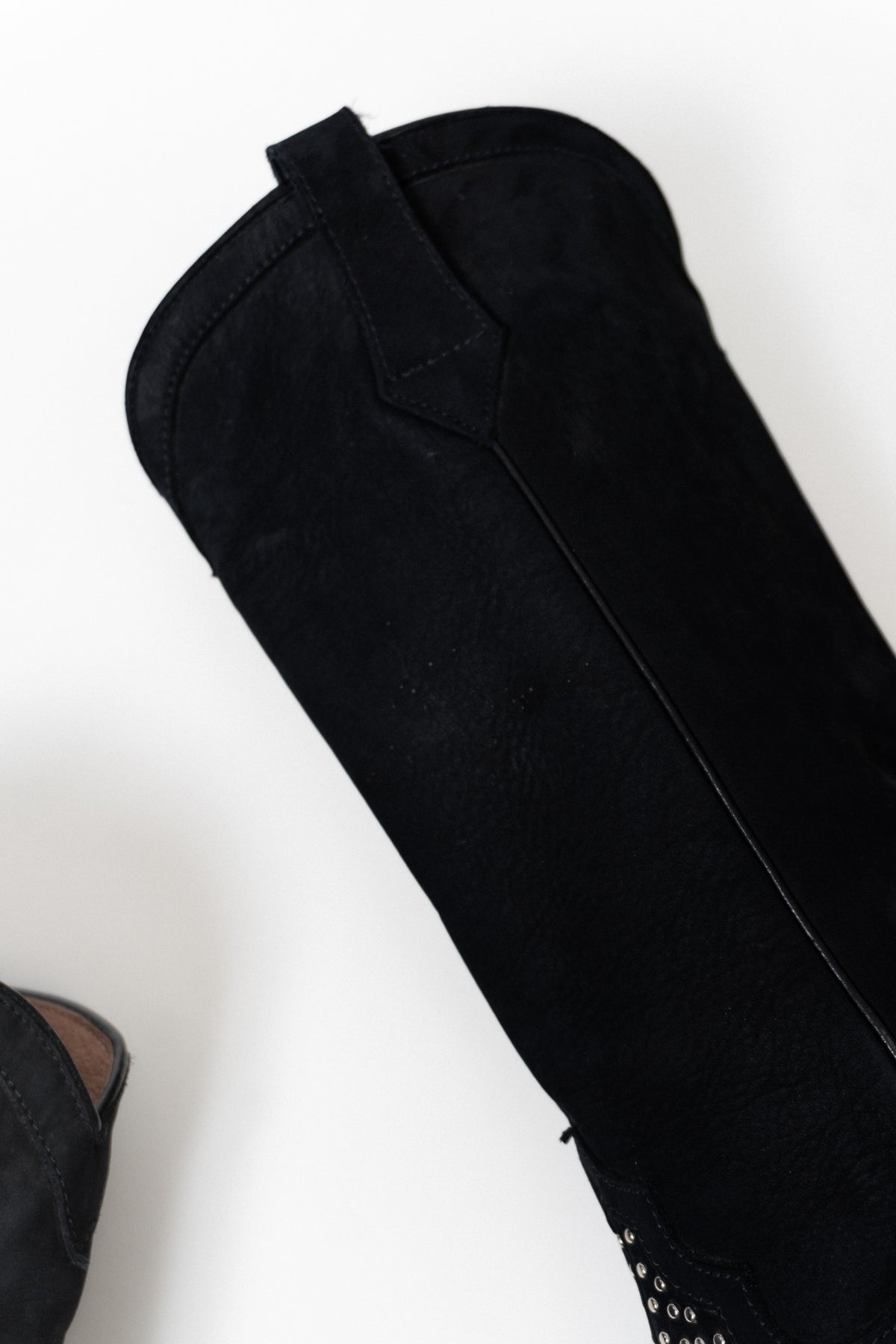Vintage Italian Black Suede Leather Studded Boots