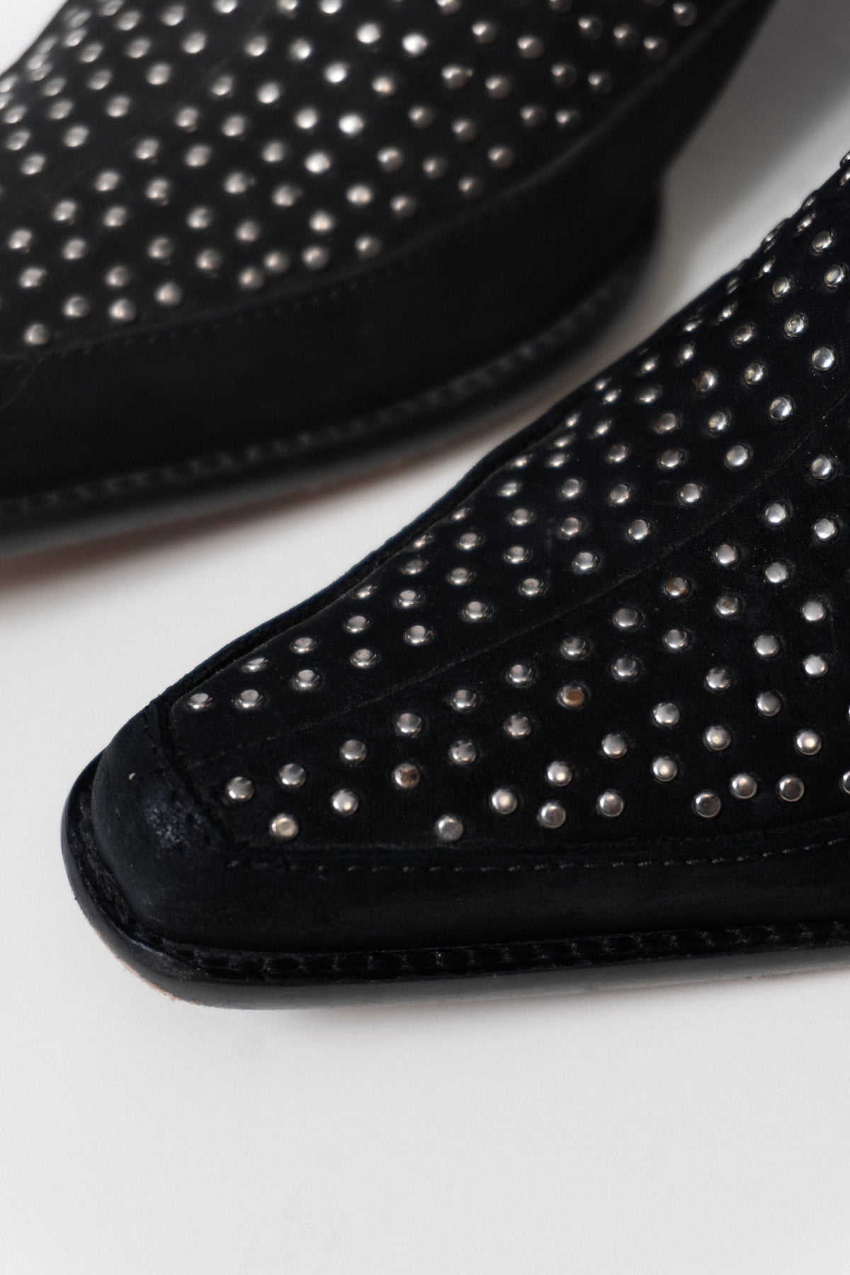 Vintage Italian Black Suede Leather Studded Boots