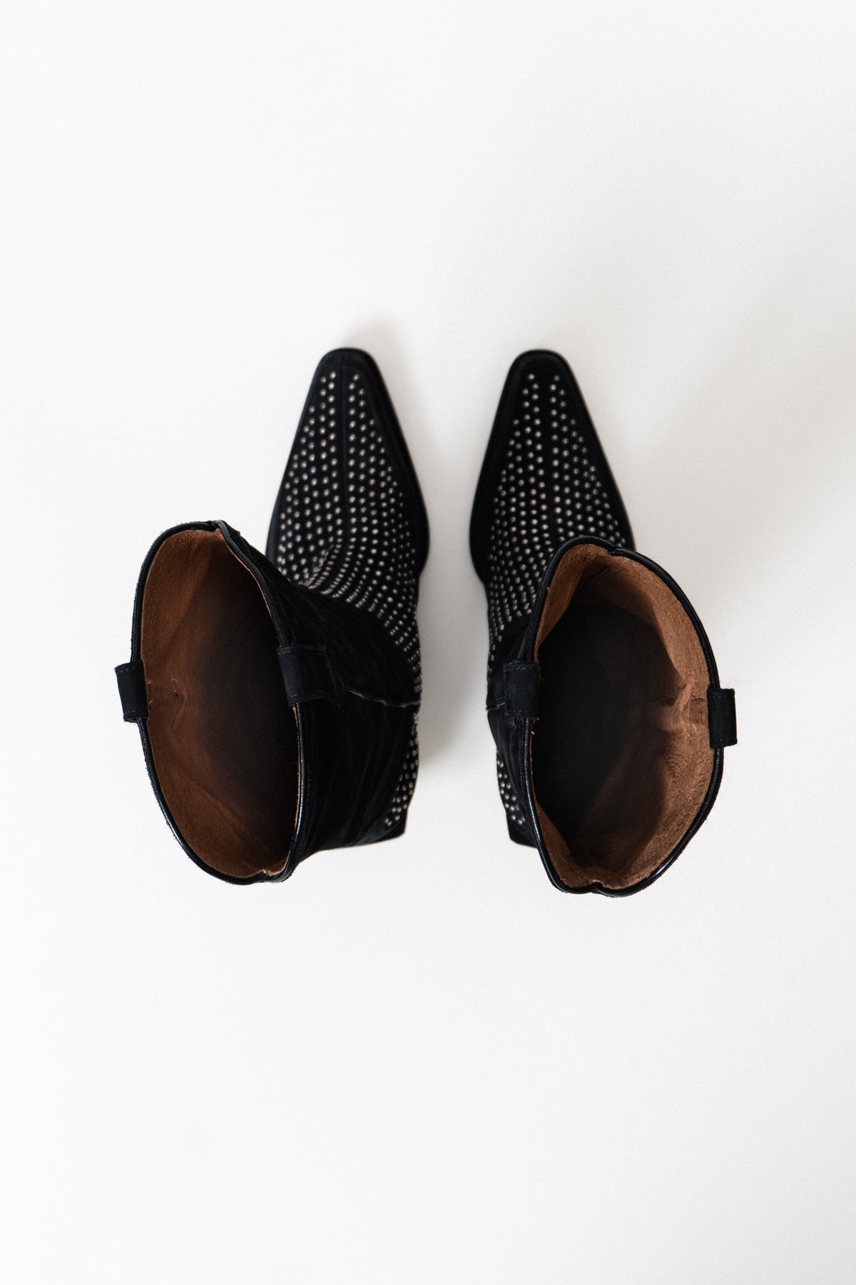 Vintage Italian Black Suede Leather Studded Boots