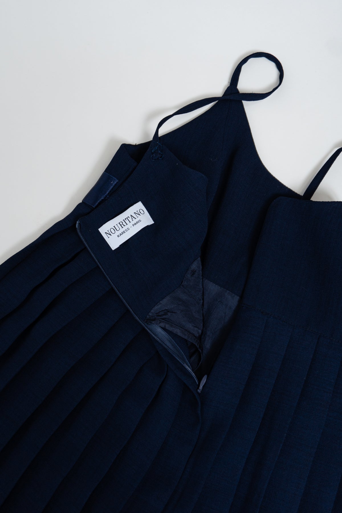 Vintage Navy Parisian Pleated Dress