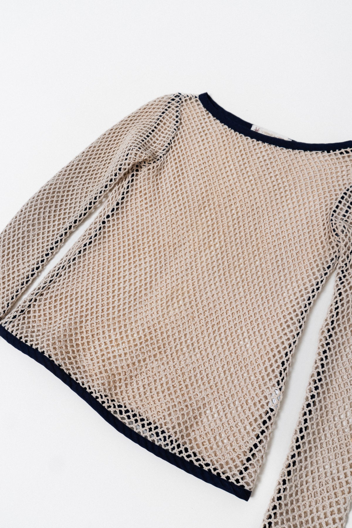 Vintage Crochet Navy Trimmed Top