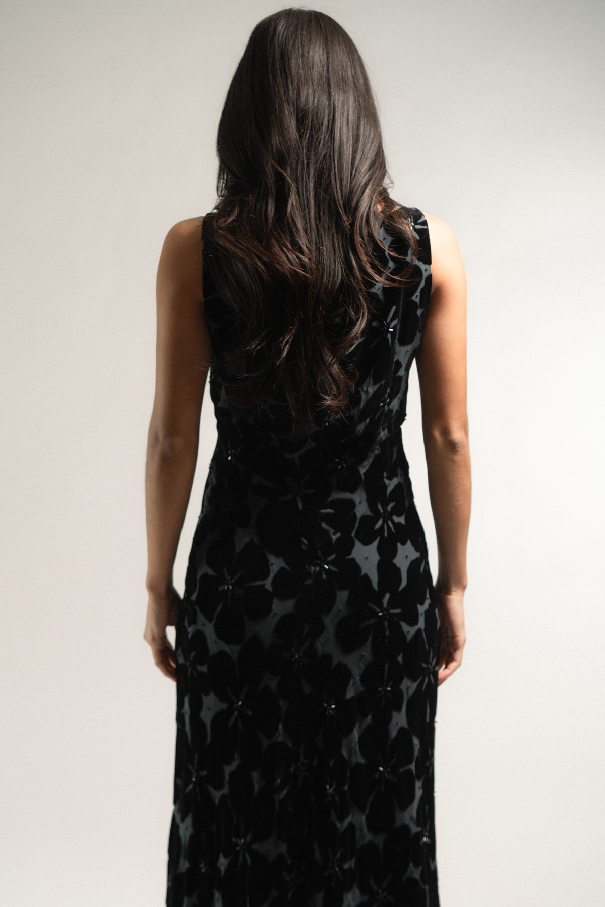 Vintage Silk Blend Velvet Fringe Dress