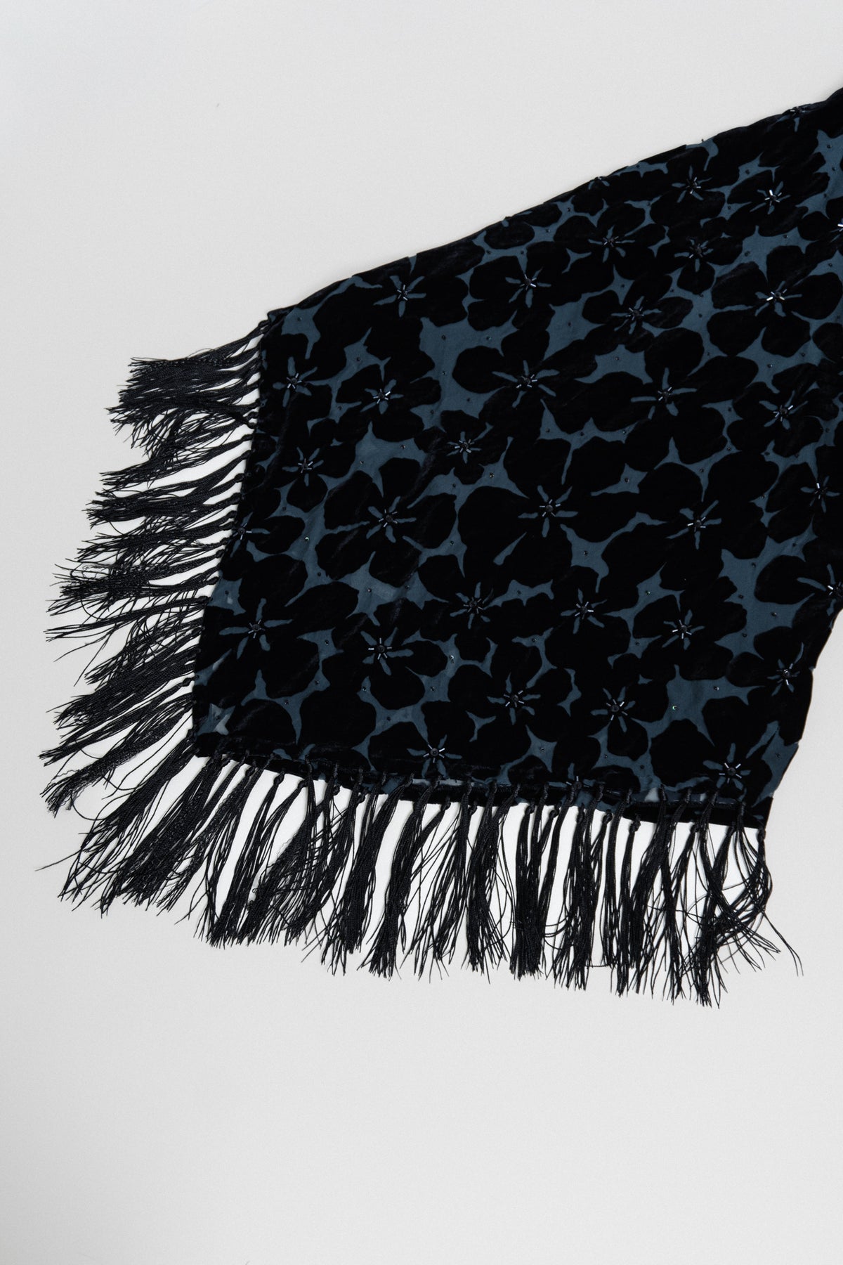 Vintage Silk Blend Velvet Fringe Dress