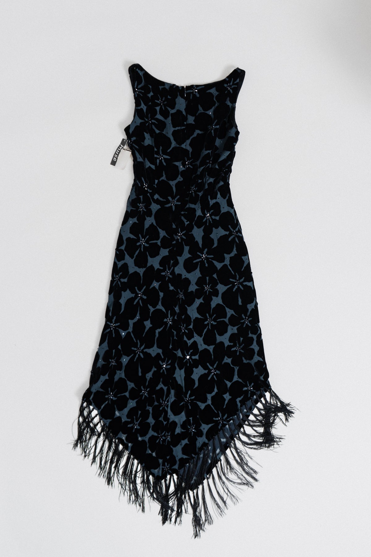 Vintage Silk Blend Velvet Fringe Dress