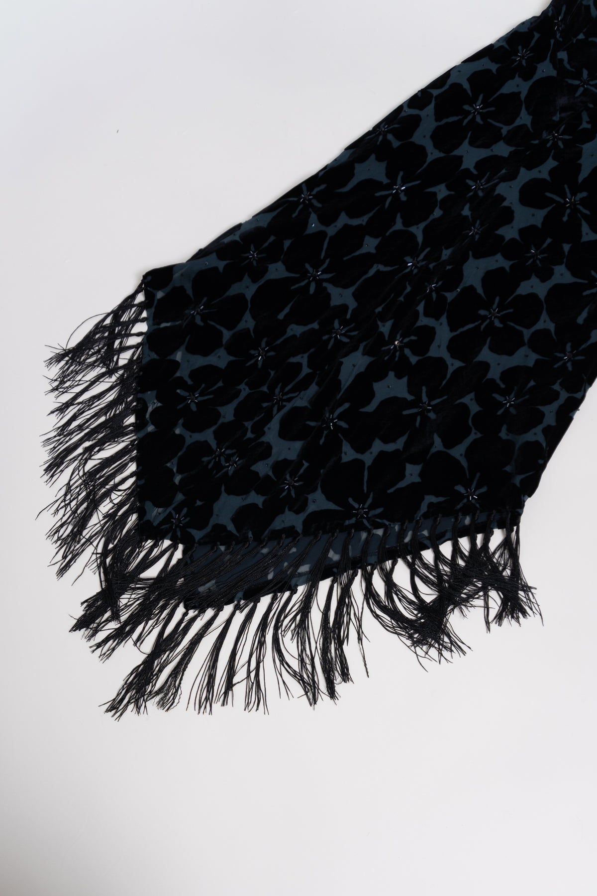 Vintage Silk Blend Velvet Fringe Dress