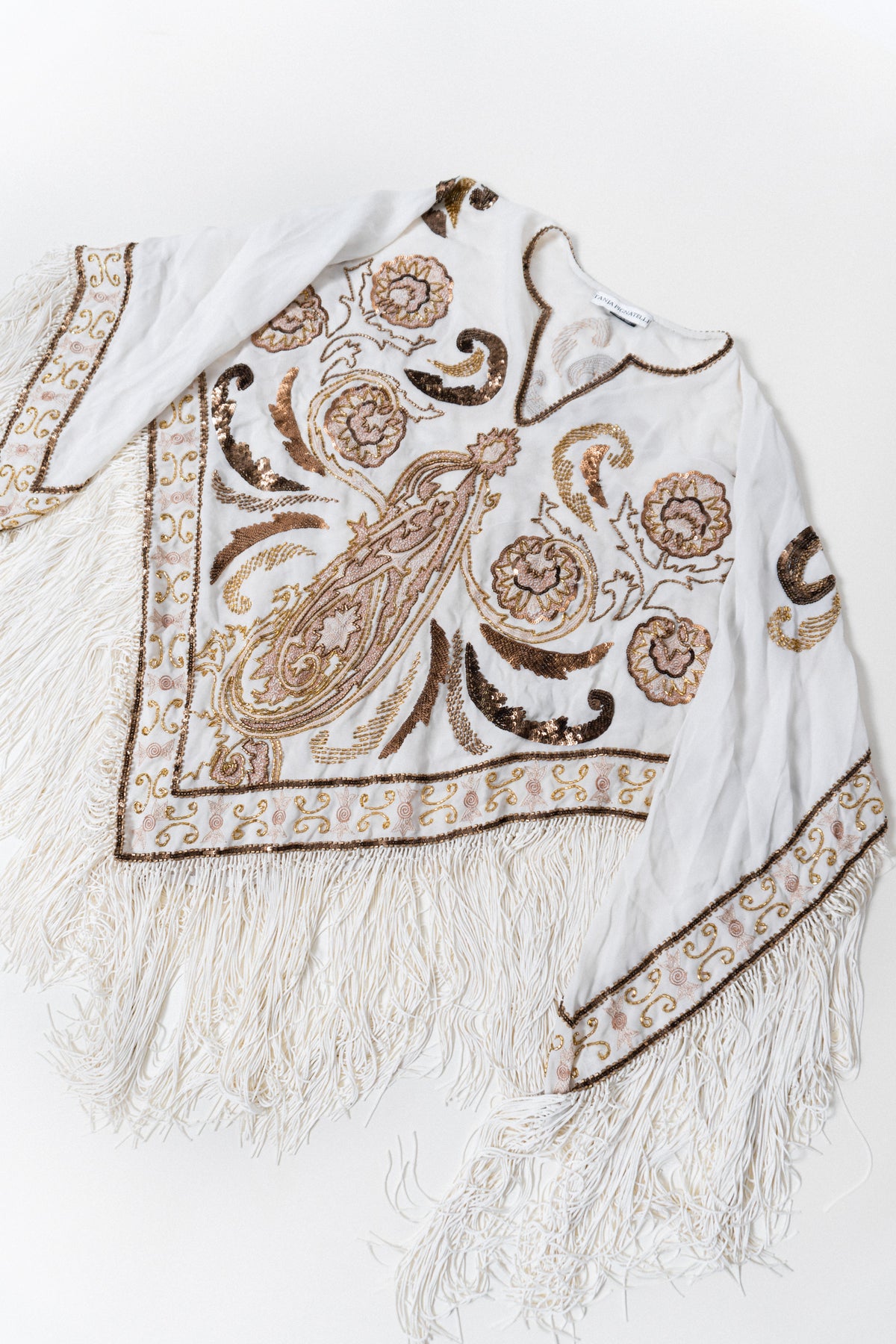 Vintage Silk Beaded Piano Style Shawl