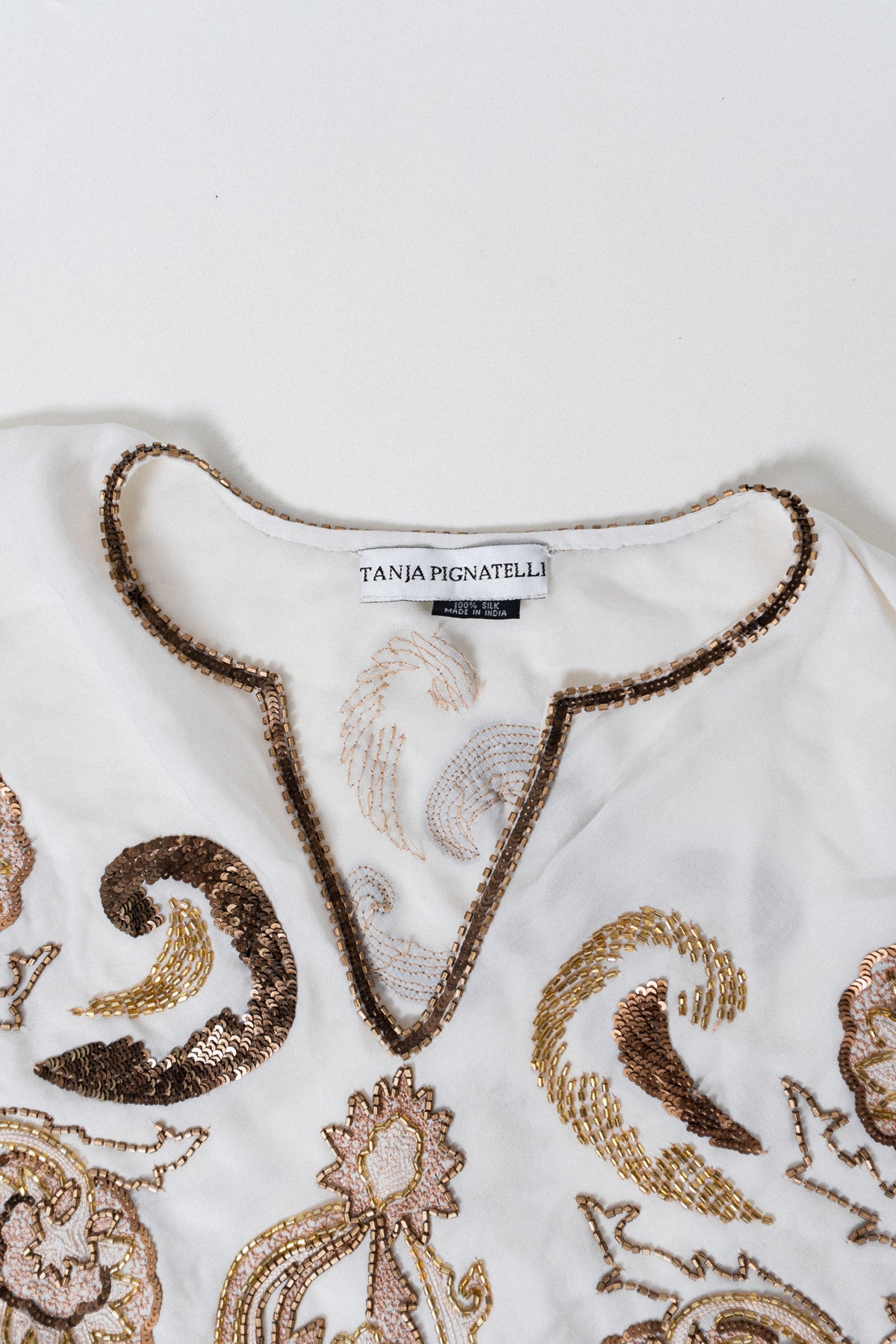 Vintage Silk Beaded Piano Style Shawl
