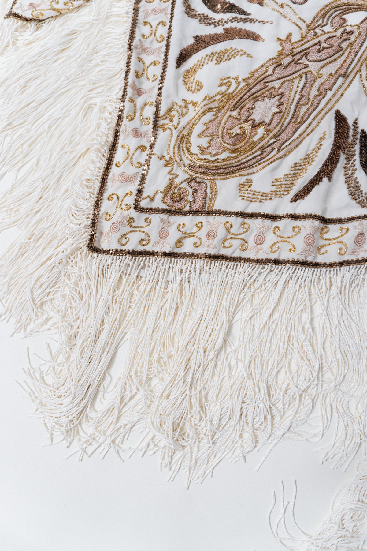 Vintage Silk Beaded Piano Style Shawl