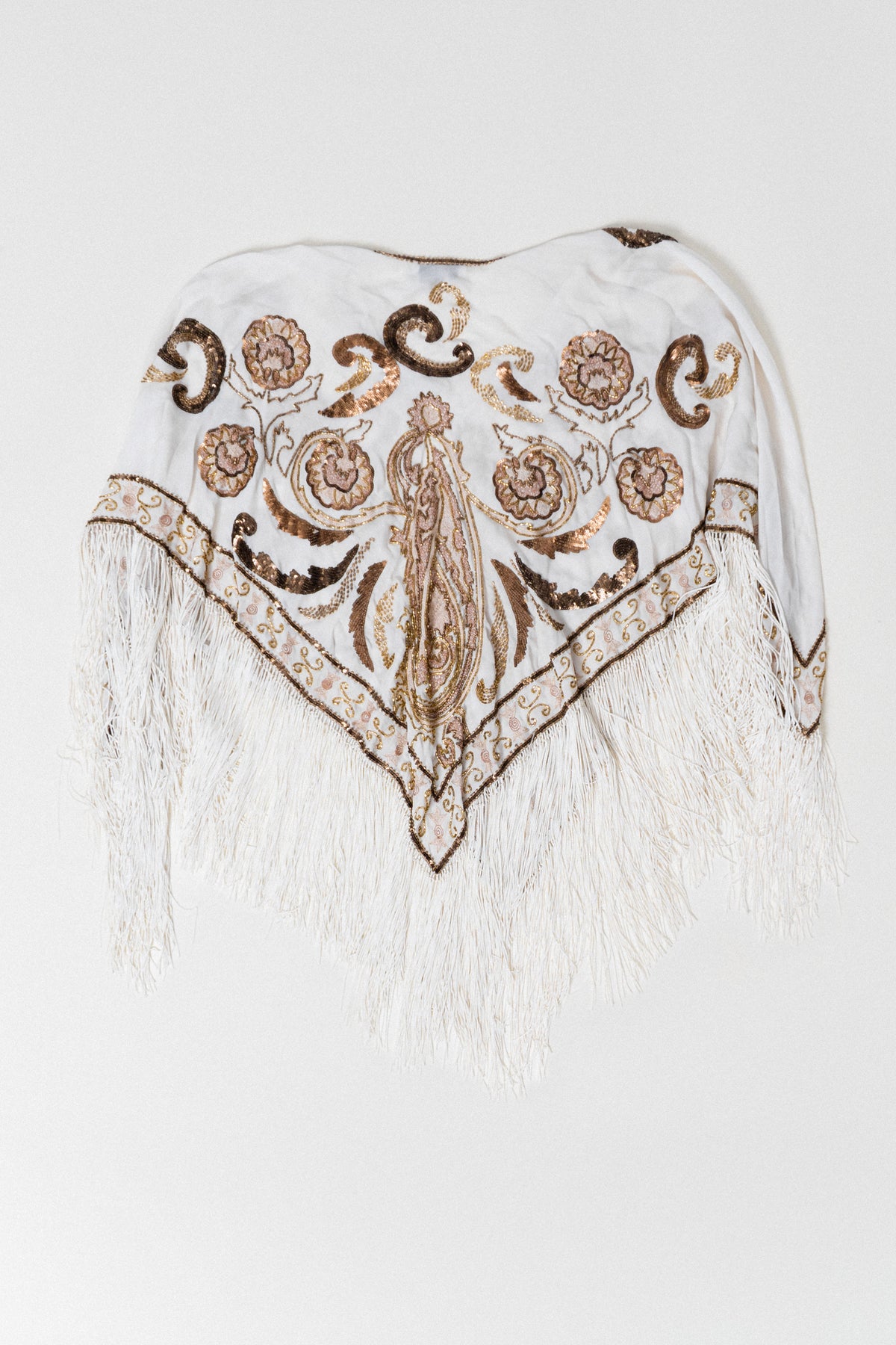 Vintage Silk Beaded Piano Style Shawl