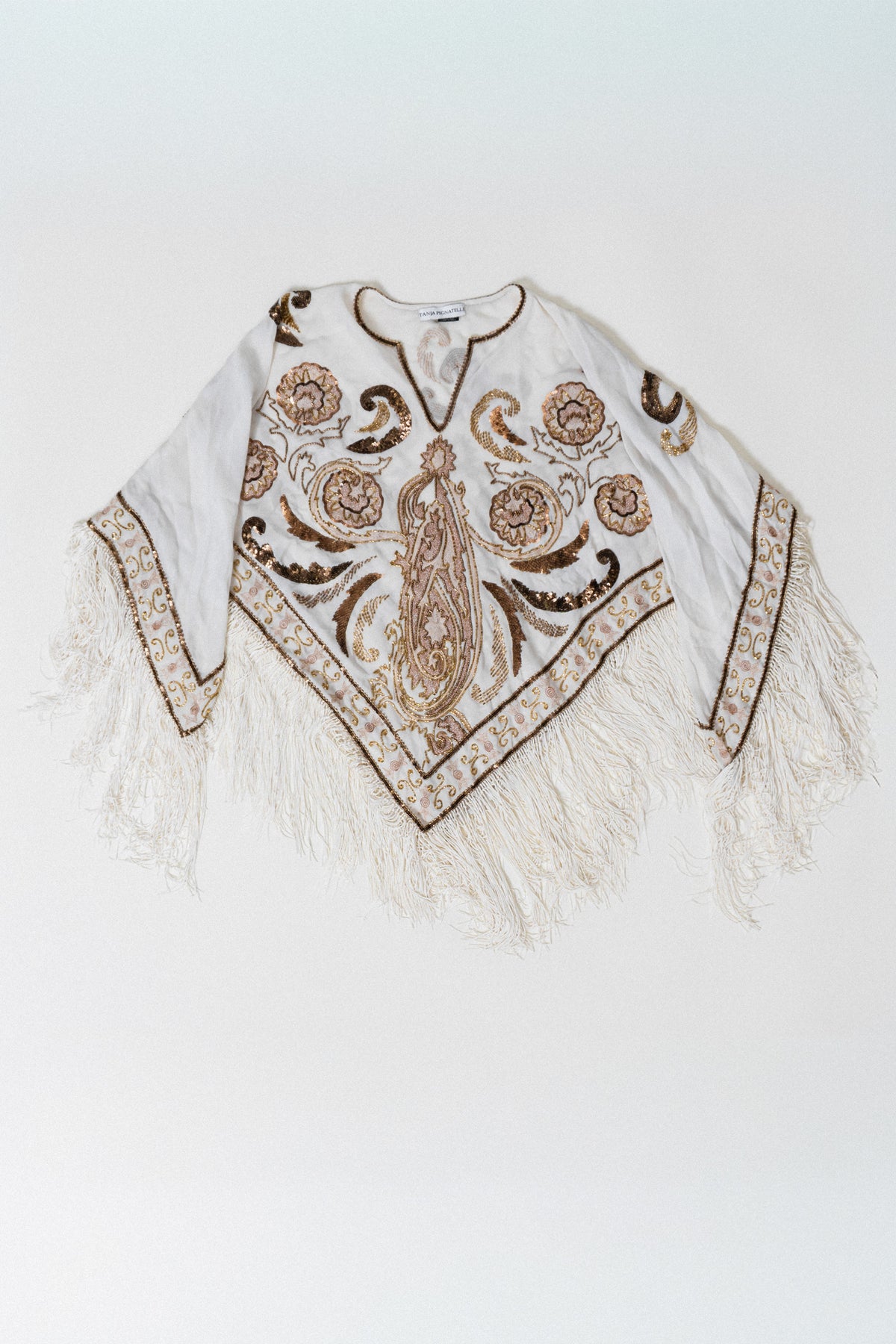 Vintage Silk Beaded Piano Style Shawl