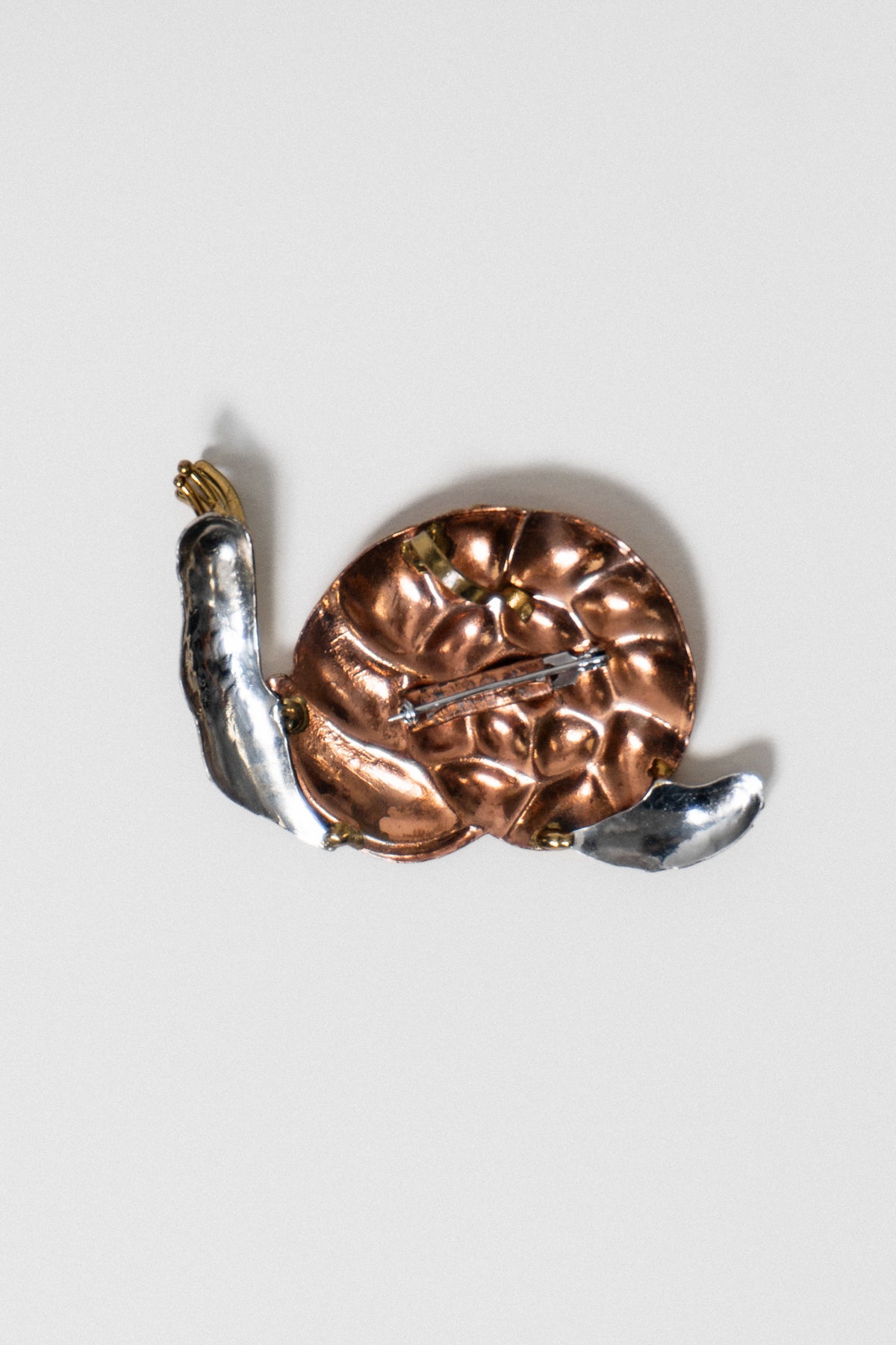 Vintage Modernist Copper Snail Brooch