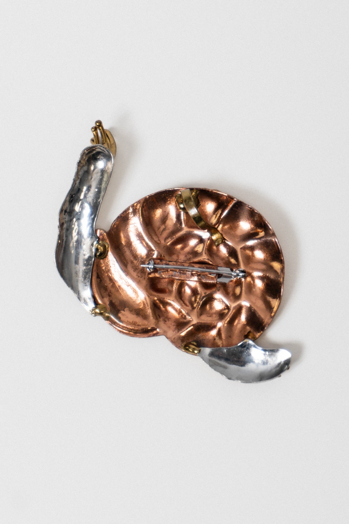 Vintage Modernist Copper Snail Brooch