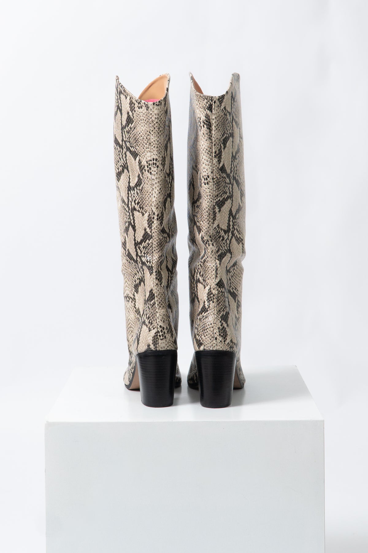 Snakeskin Knee High Leather Boots, Size 11