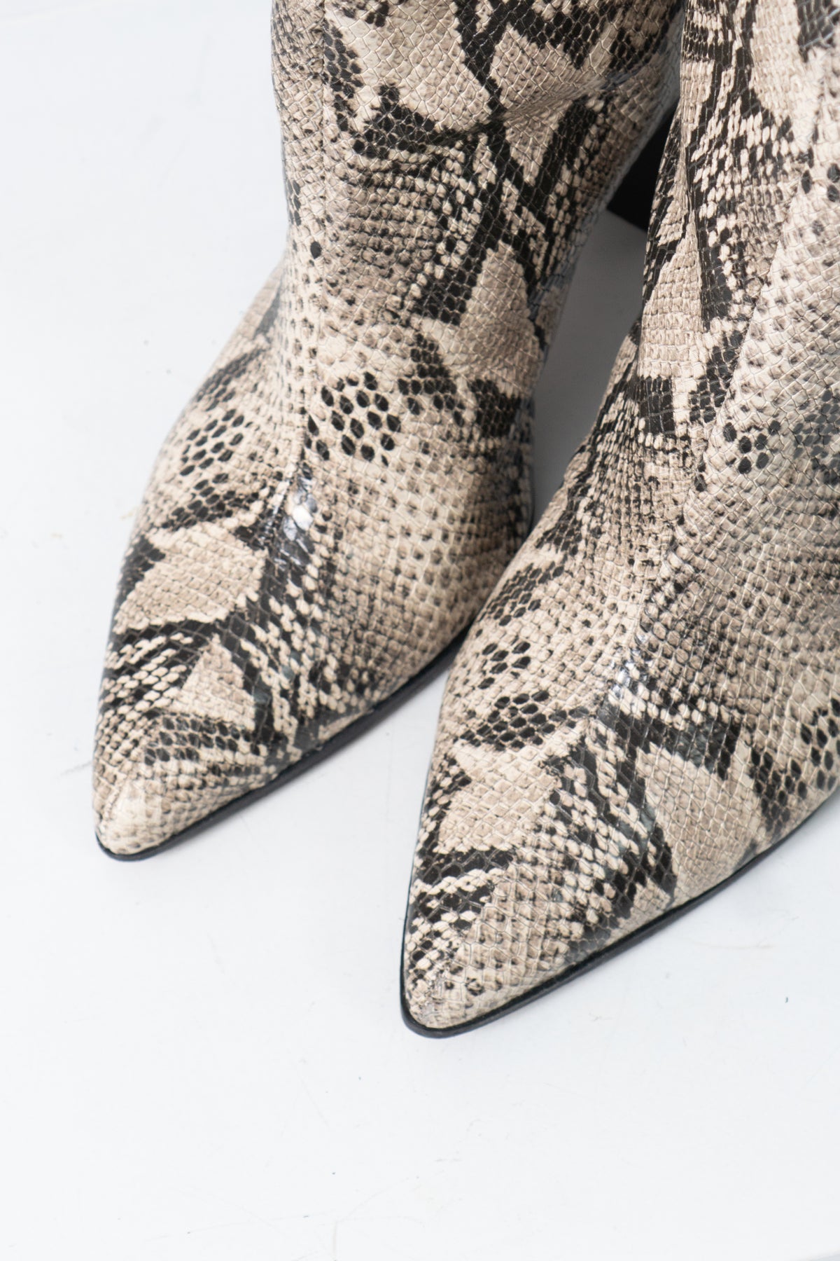 Snakeskin Knee High Leather Boots, Size 11