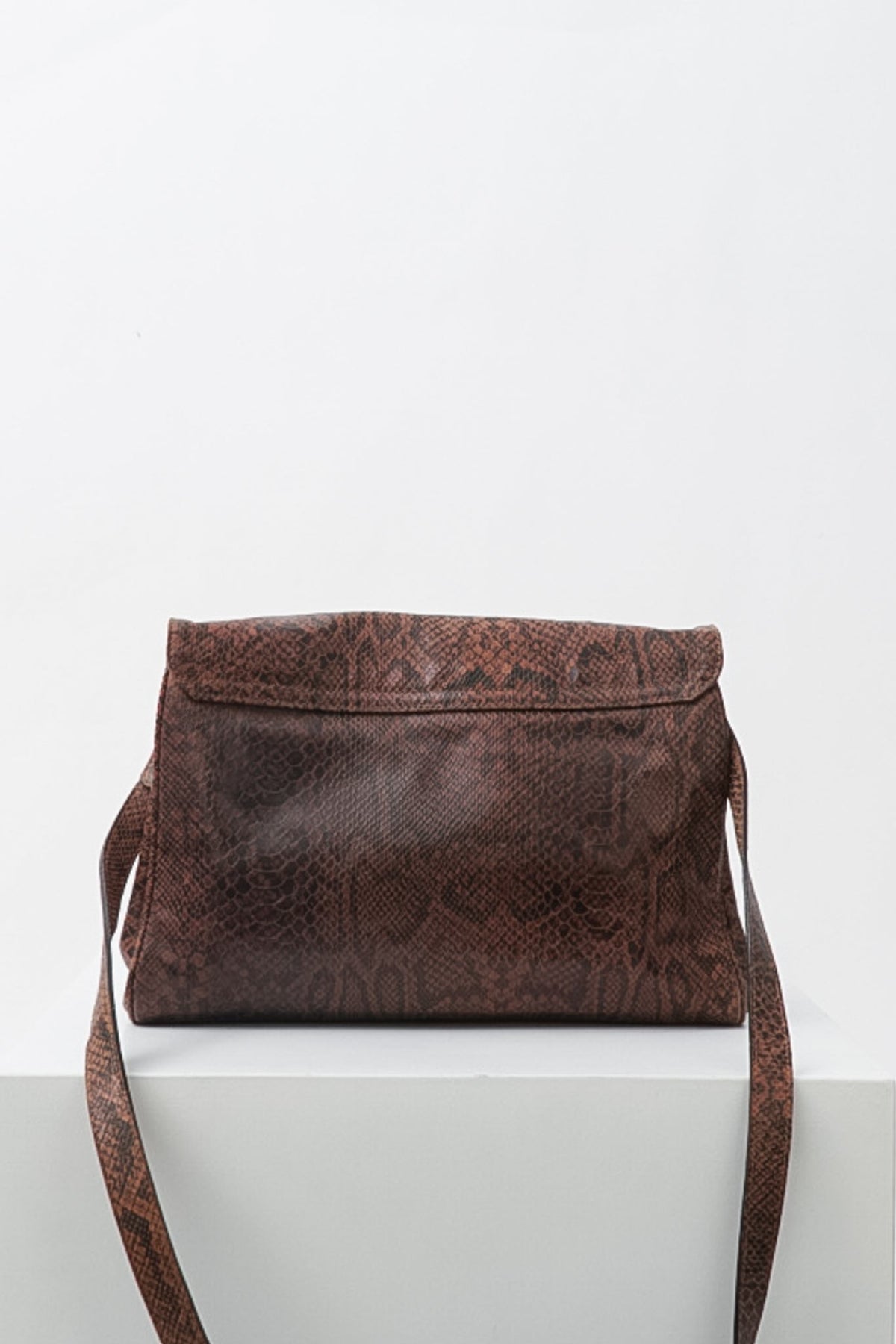 Vintage 60s Italian Brown Snakeskin Crossbody Bag