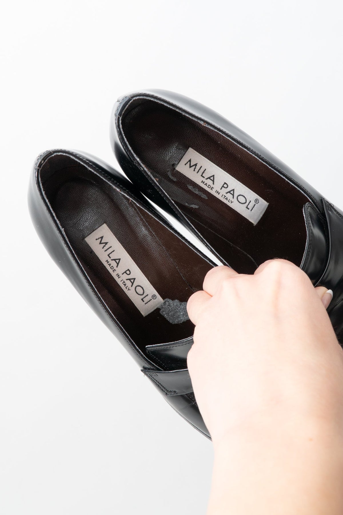 Vintage Italian Leather Heeled Loafers, Size 7