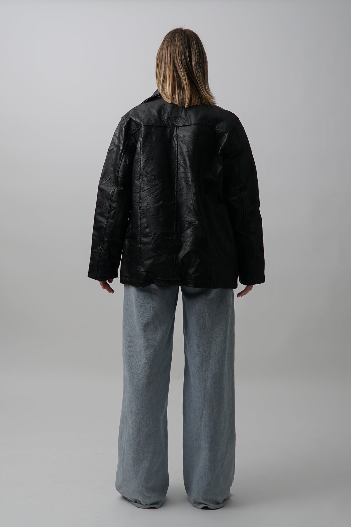 Vintage 100% Leather Black Quilted Jacket