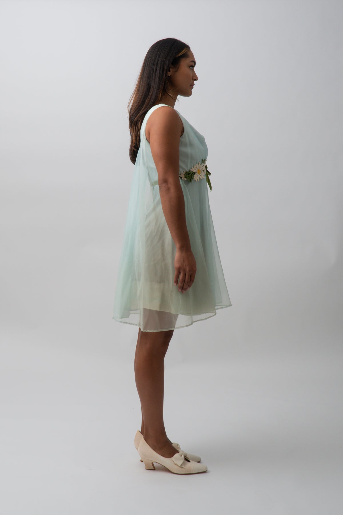 Vintage 50s Mint Floral Mini Dress