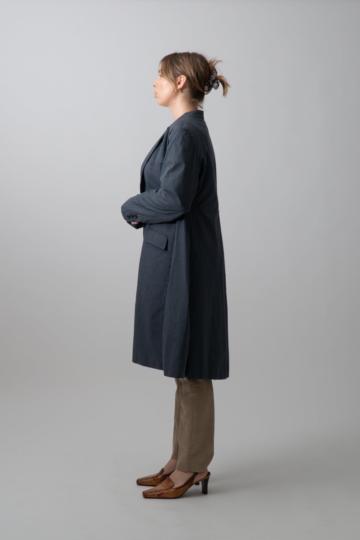 Vintage 60s / 70s Navy Pinstripe Longline Blazer