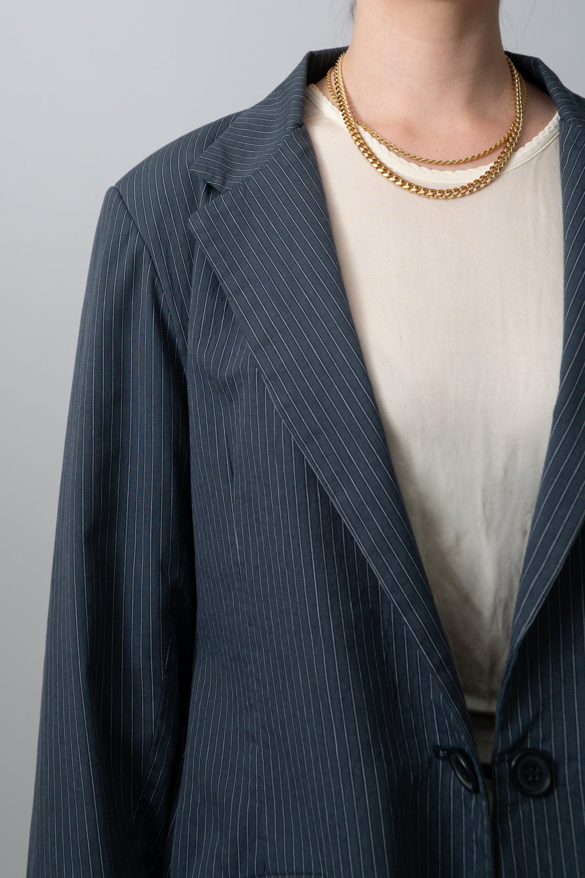 Vintage 60s / 70s Navy Pinstripe Longline Blazer