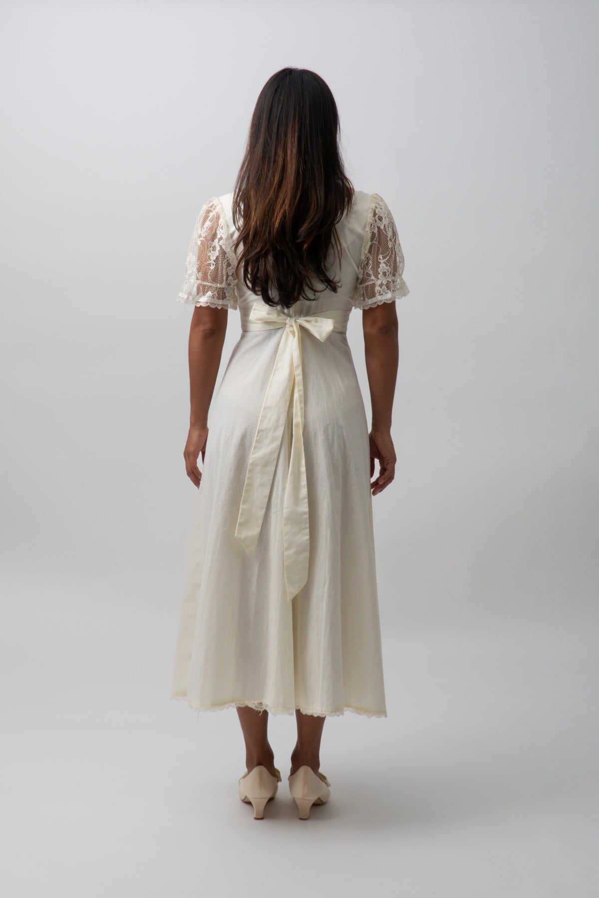 Vintage 70s Cream Lace Prairie Dress