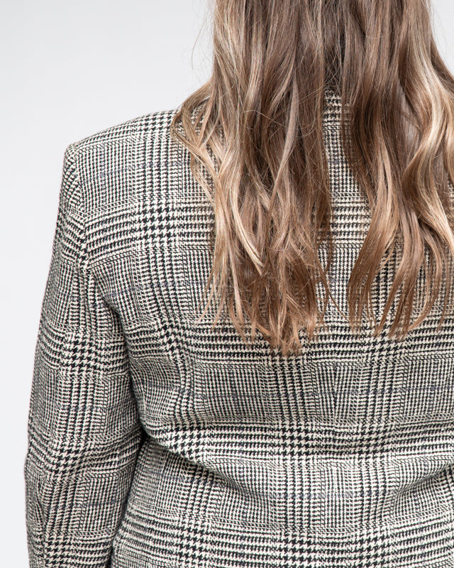 Vintage 70s Houndstooth Plaid Wool Blazer