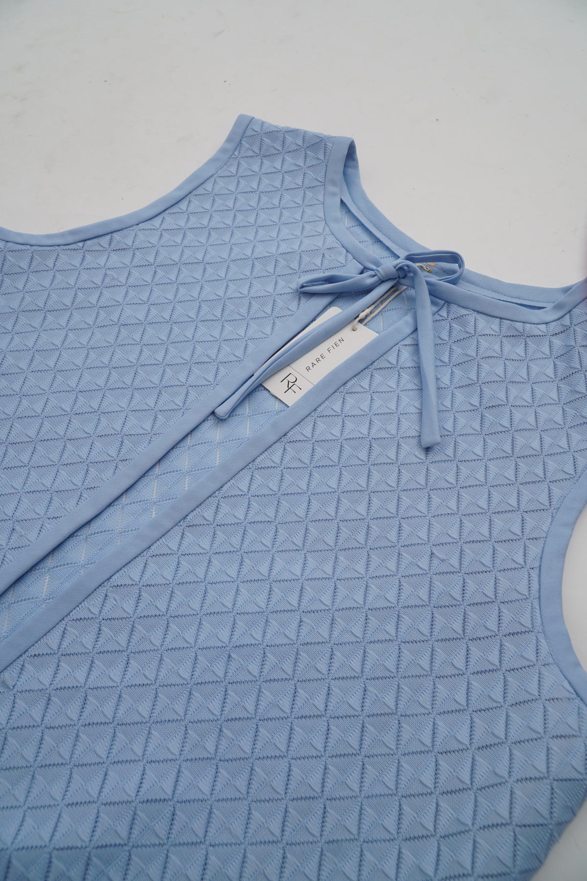 Vintage 70s Baby Blue Knit Collar Tie Vest