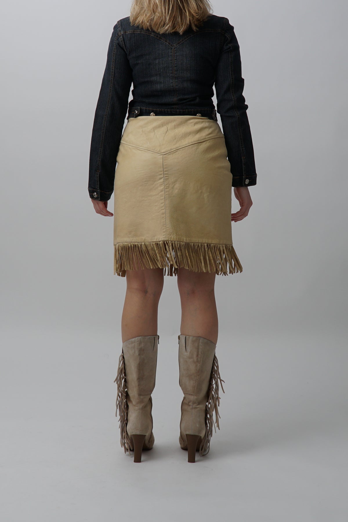 Vintage 80s 100% Leather Fringe Skirt