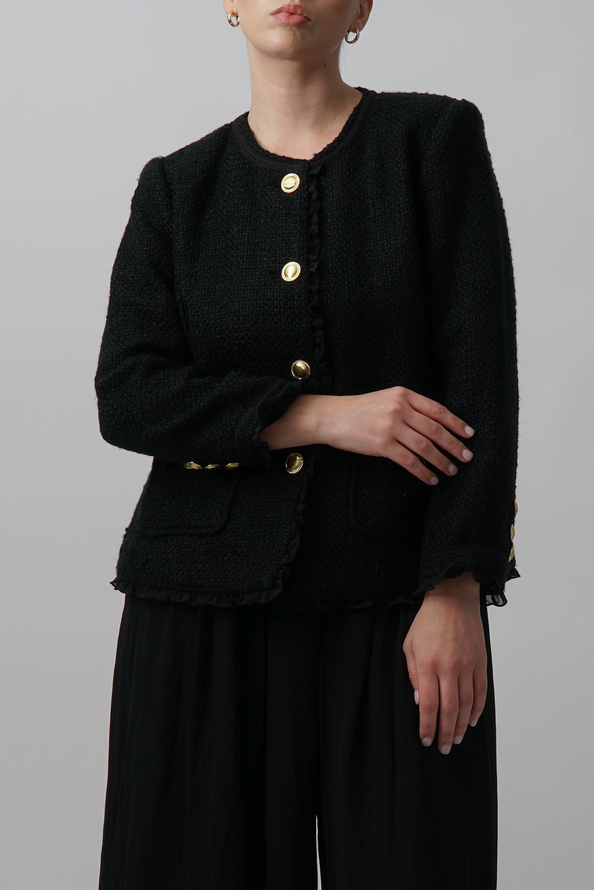 Vintage 90s Black Tweed Blazer
