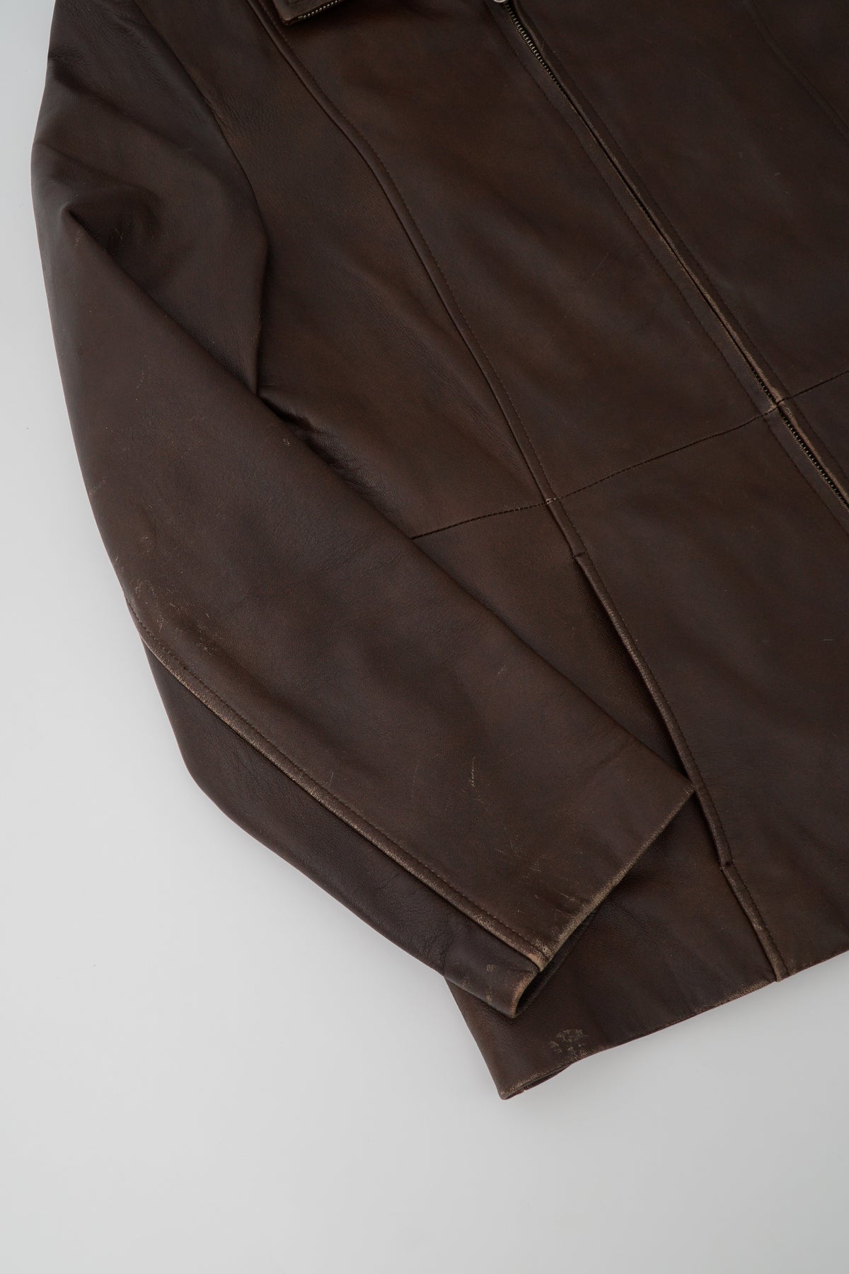 Vintage 90s Brown Zip Up Leather Jacket