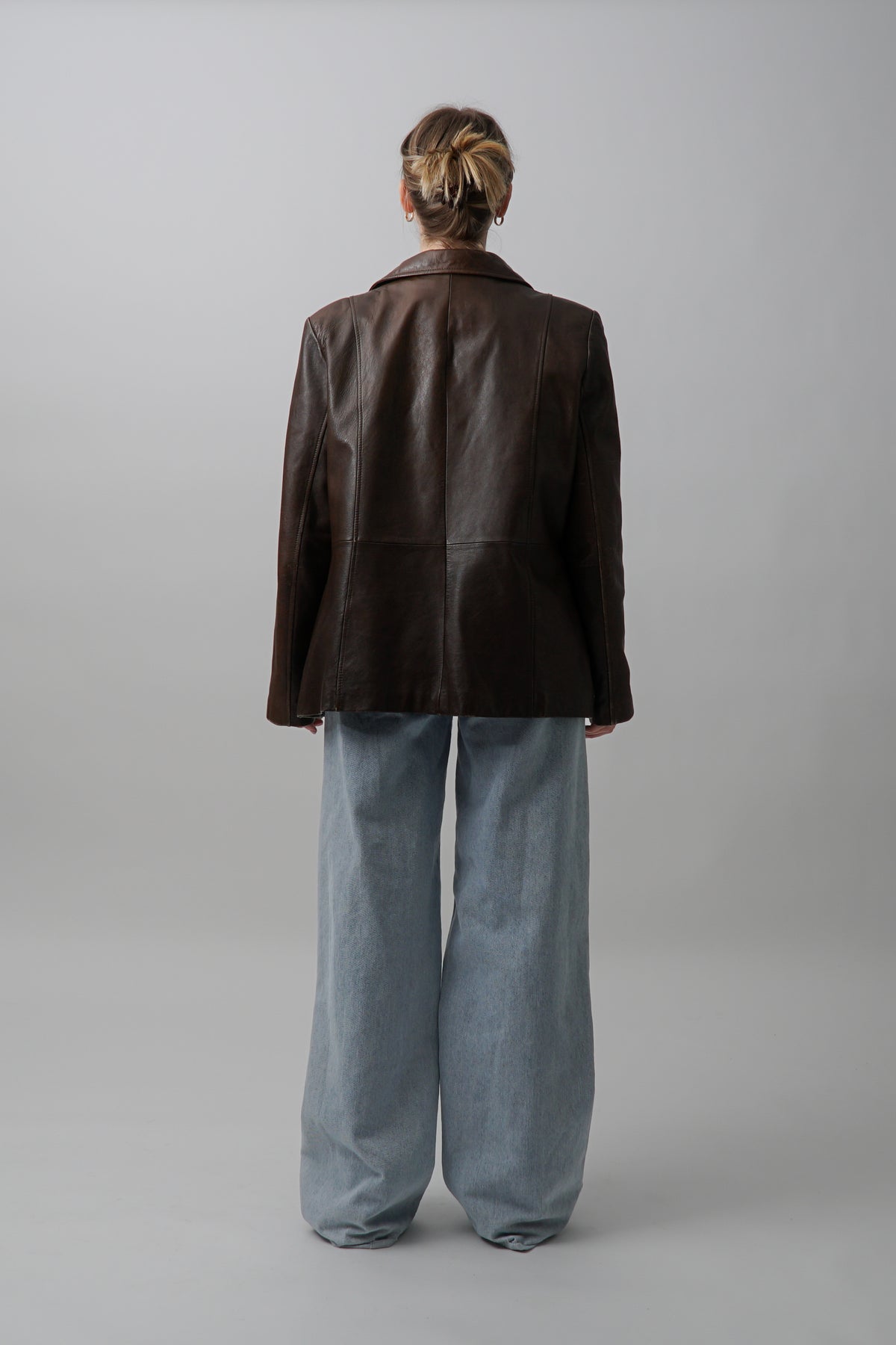 Vintage 90s Brown Zip Up Leather Jacket