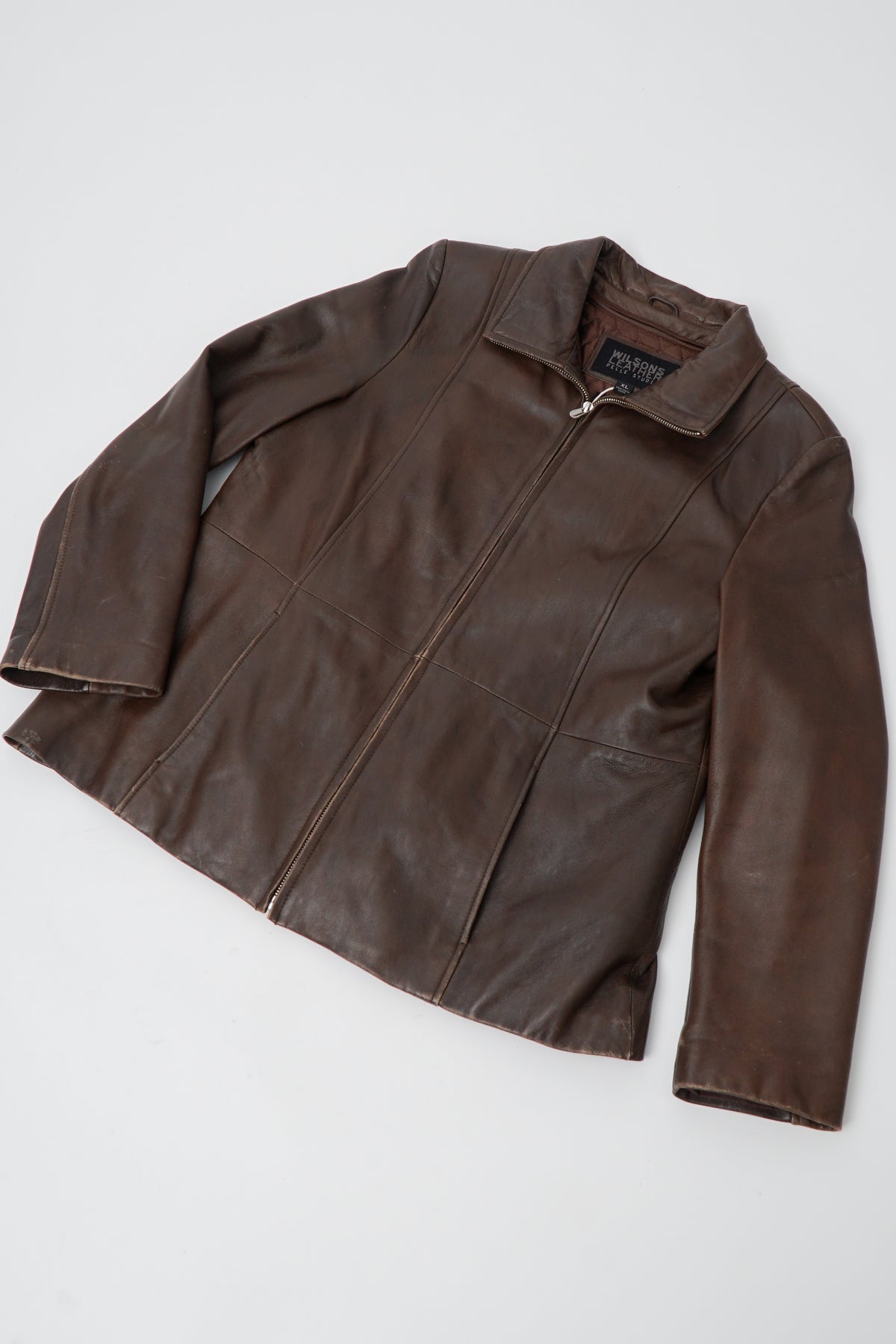 Vintage 90s Brown Zip Up Leather Jacket