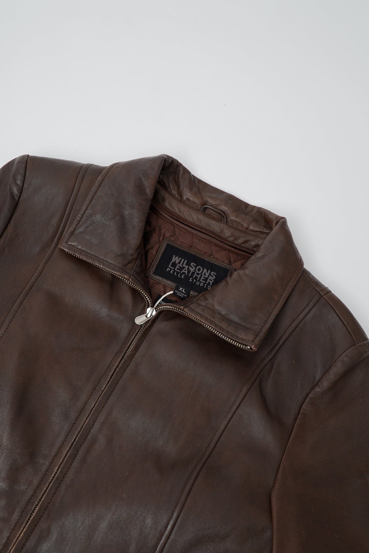 Vintage 90s Brown Zip Up Leather Jacket