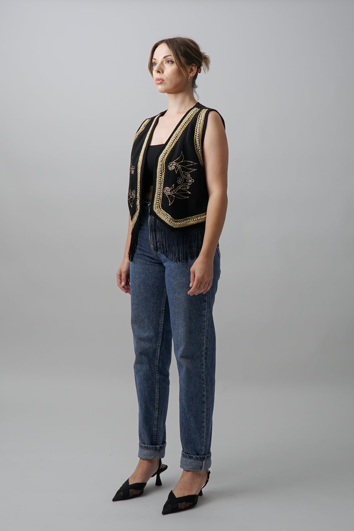Vintage 90s Pearl & Lamé Embellished Vest