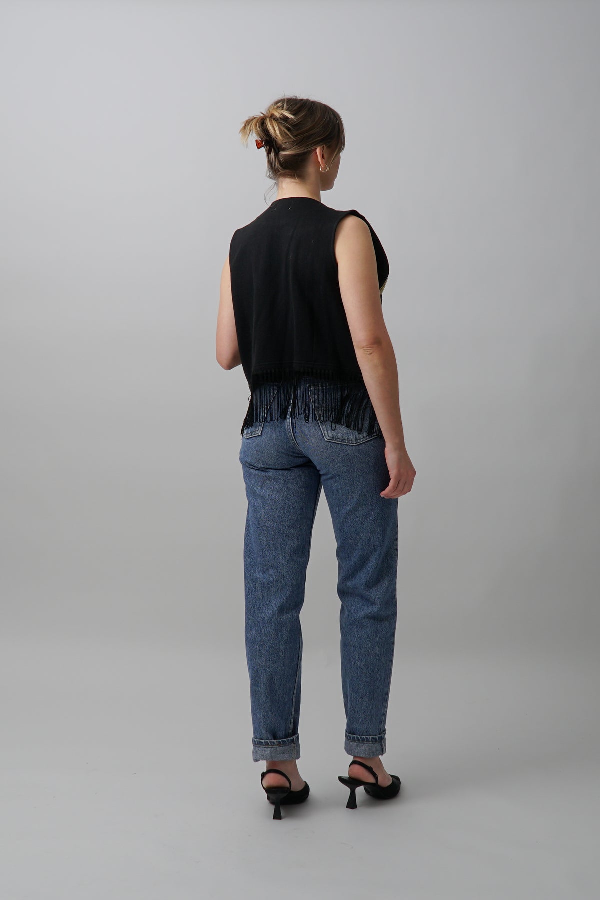 Vintage 90s Pearl & Lamé Embellished Vest