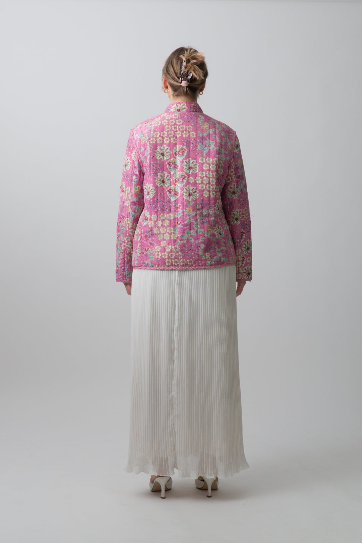 Vintage 90s 100% Silk Floral Bomber