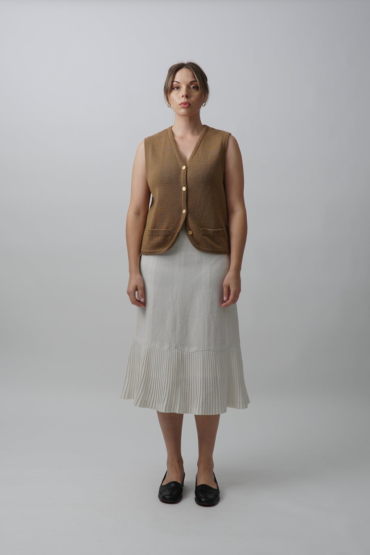 Vintage 90s Wool Blend Tan Sweater Vest