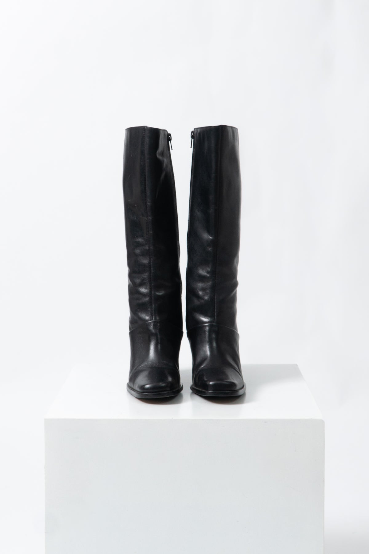 Vintage 90s Black Leather Boots, size 7