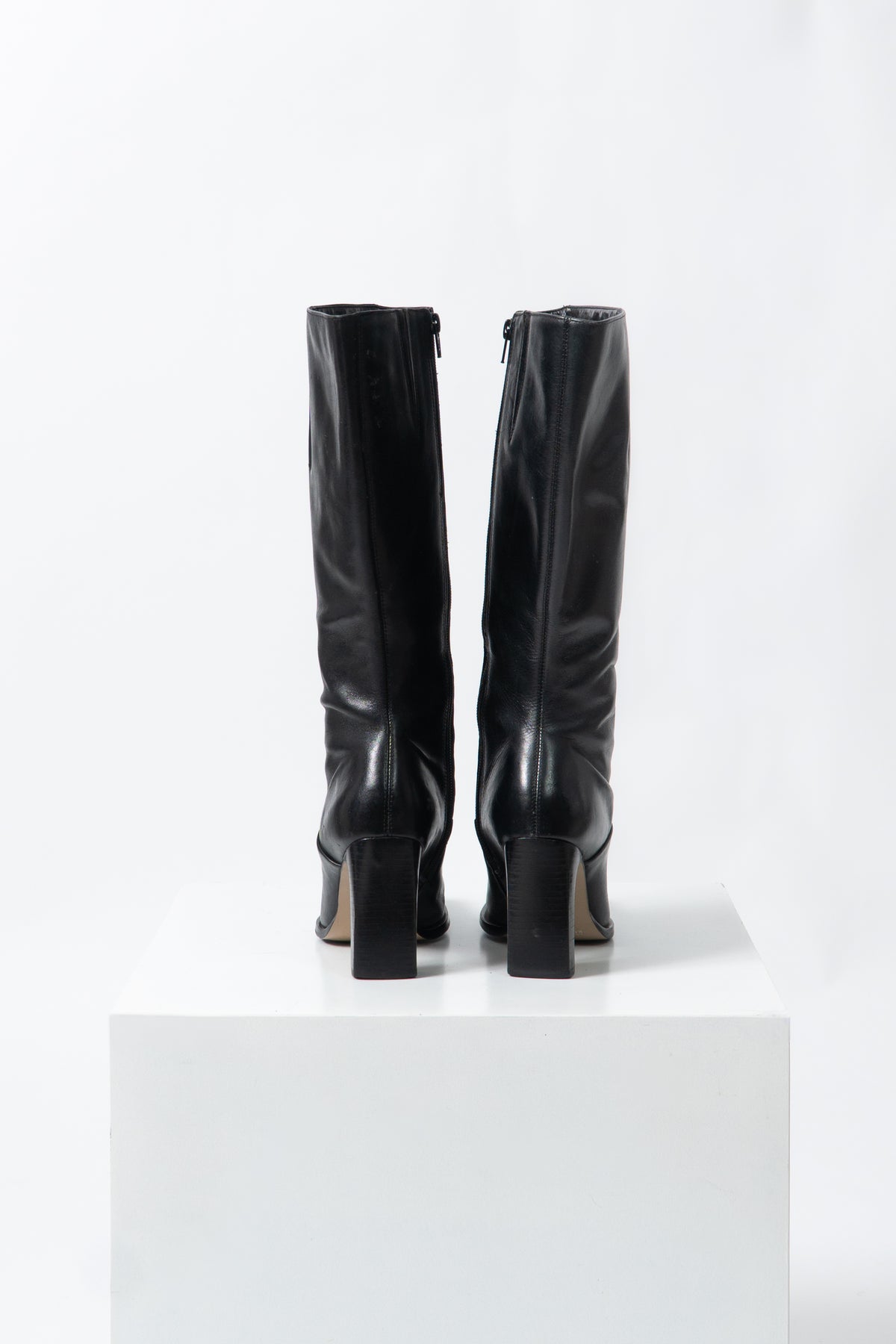 Vintage 90s Black Leather Boots, size 7
