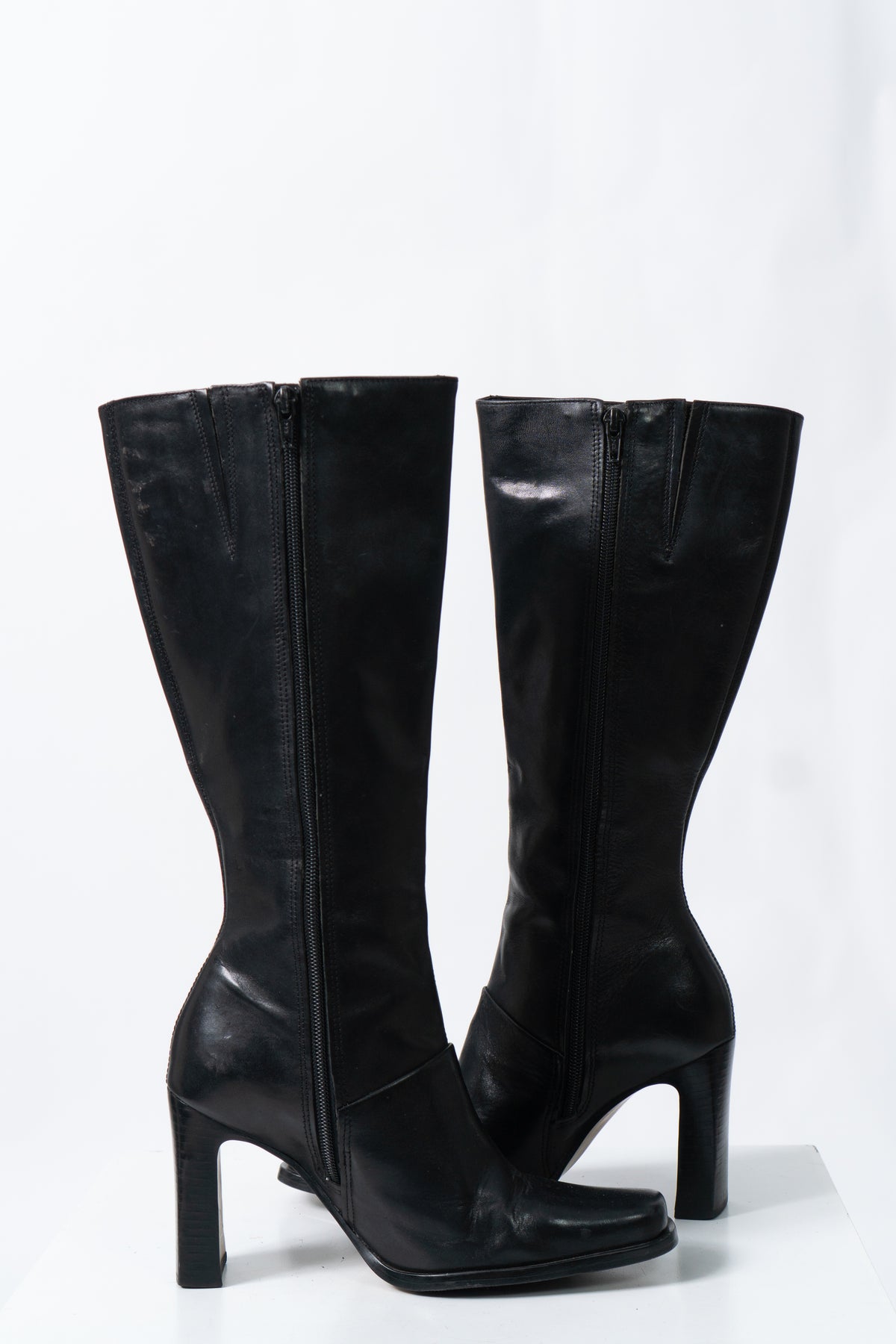 Vintage 90s Black Leather Boots, size 7