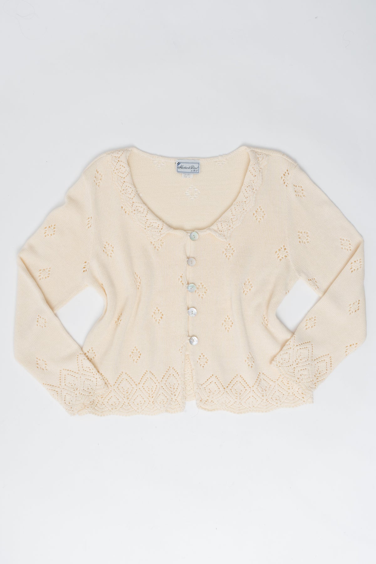 Vintage 80s Cream Peter Pan Collar Cardigan