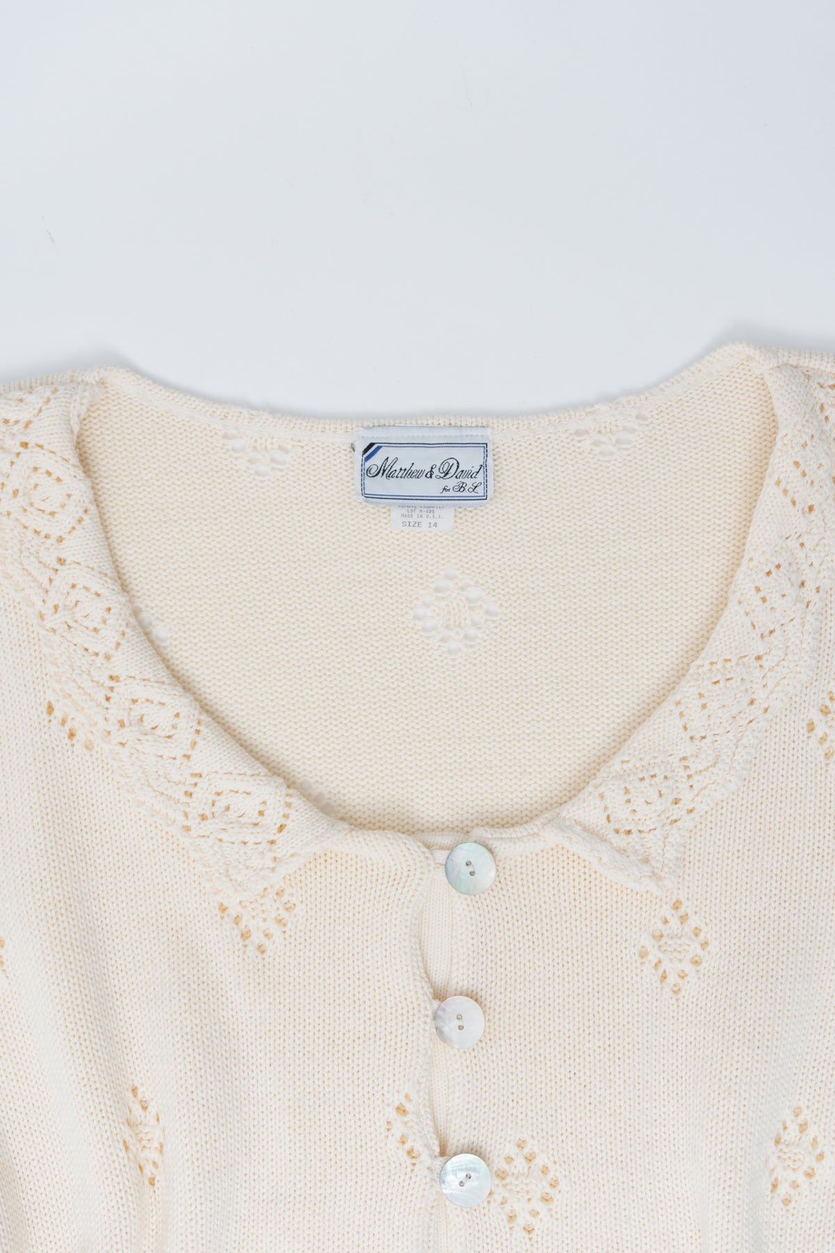 Vintage 80s Cream Peter Pan Collar Cardigan