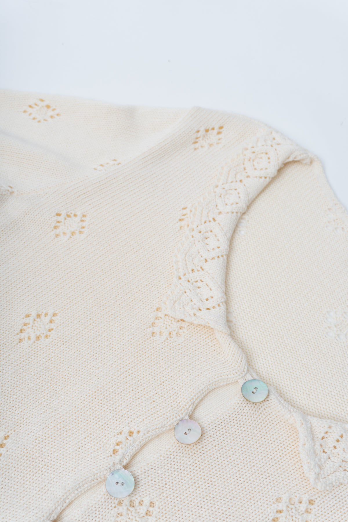Vintage 80s Cream Peter Pan Collar Cardigan