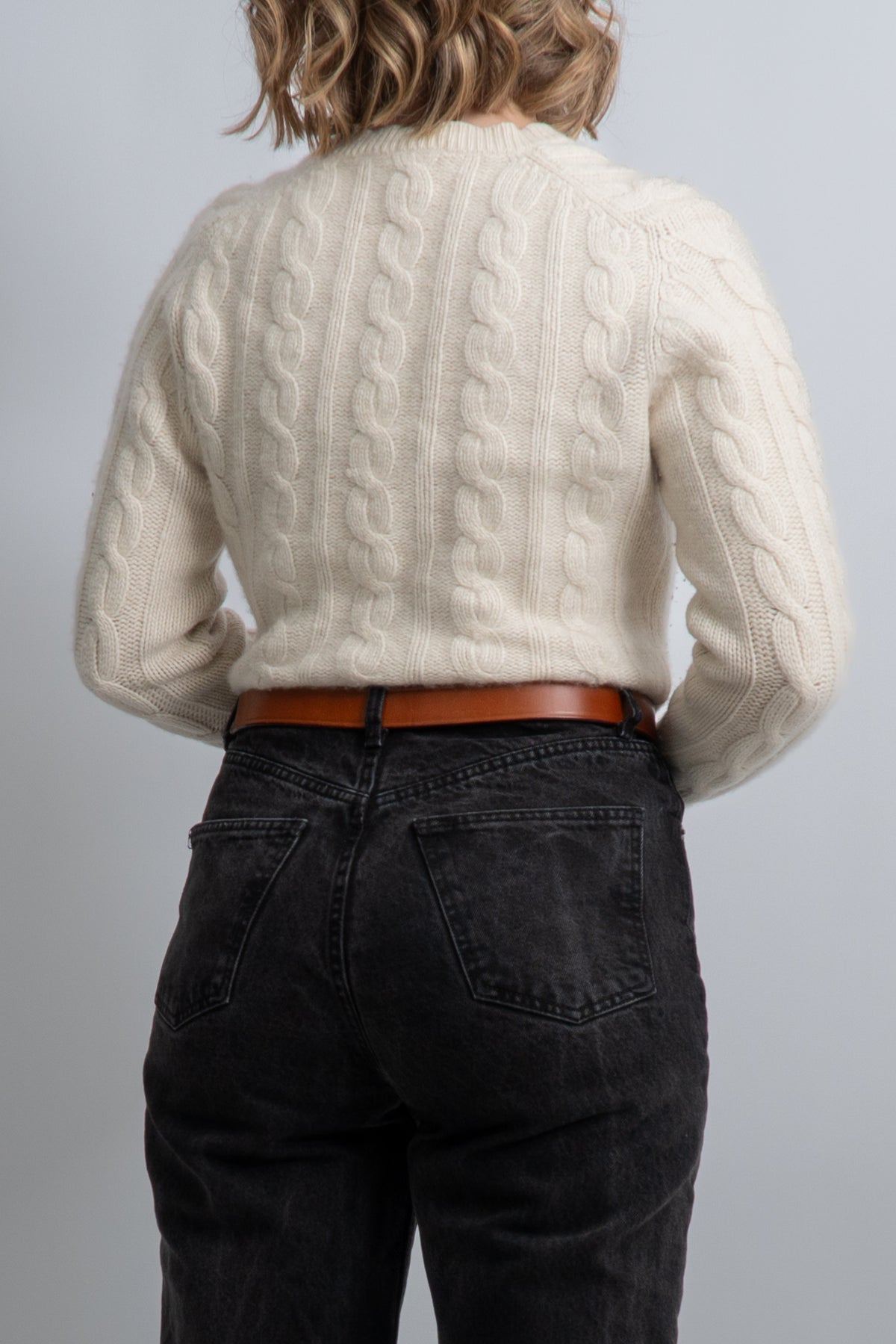 Vintage 100% Cashmere Cream Cable Knit Sweater