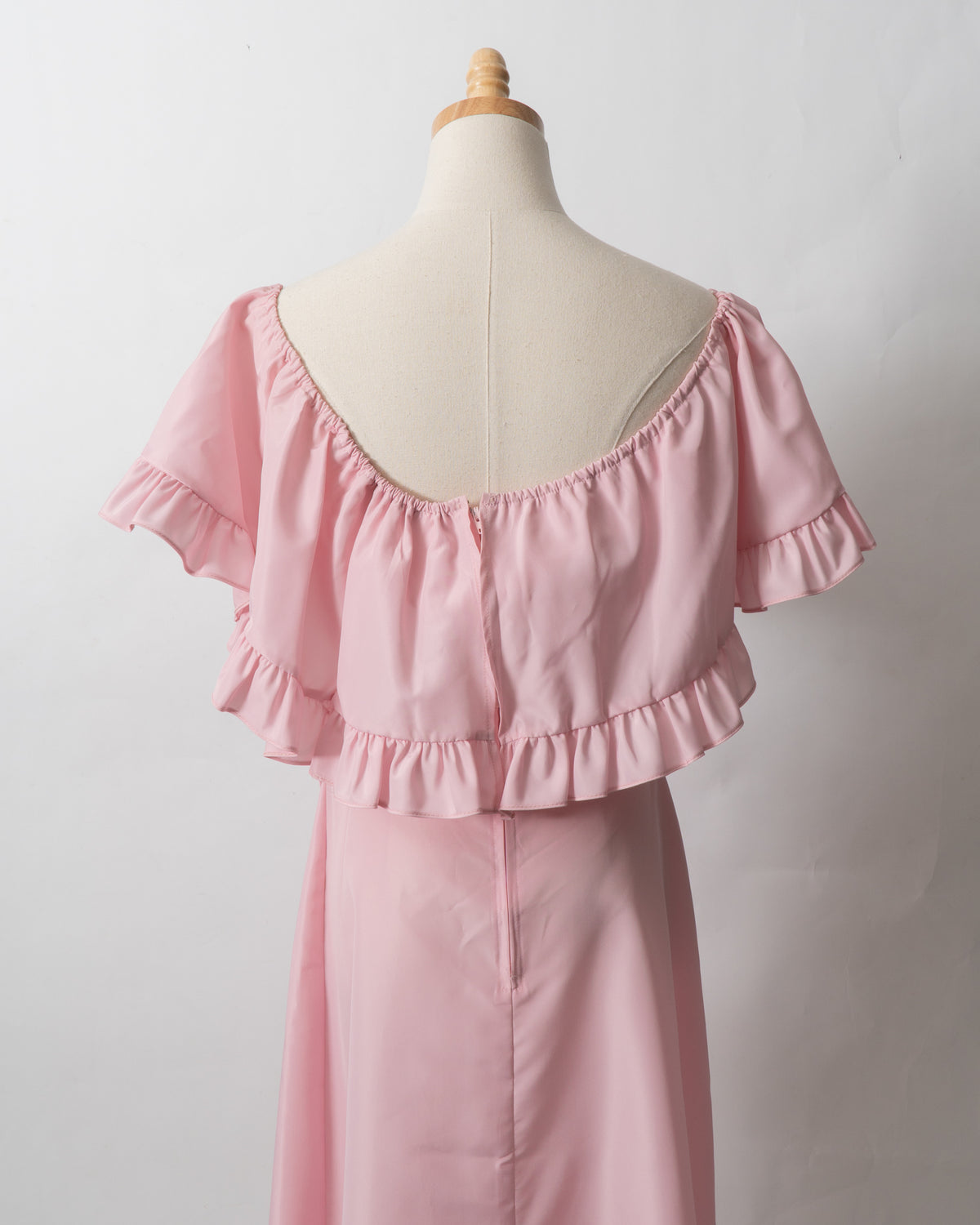 Vintage 70s Off Shoulder Ruffle Dress